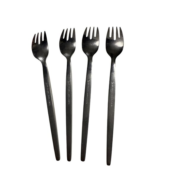 Vintage SRI Astro by Stanley Roberts Japan Stainless Steel Salad Fork Set Of 4 - Picture 2 of 4